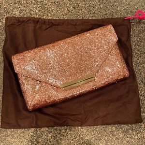 NWT Kate Spade Glitter Sparkle Rose Gold Clutch